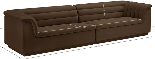 Cascade Brown Velvet Fabric Modular Sofa 194Brown-S119 Meridian Furniture