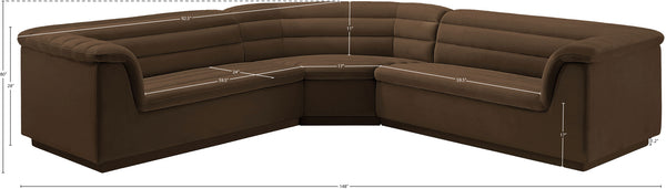 Cascade Brown Velvet Fabric Modular Sectional 194Brown-Sectional Meridian Furniture