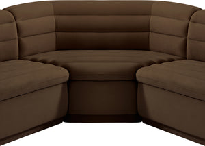 Cascade Brown Velvet Fabric Modular Sectional 194Brown-Sectional Meridian Furniture