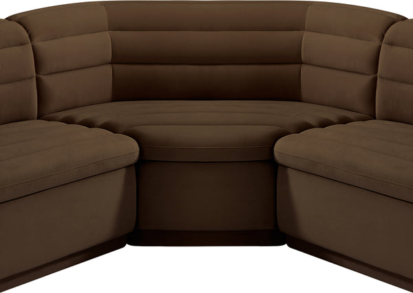 Cascade Brown Velvet Fabric Modular Sectional 194Brown-Sectional Meridian Furniture