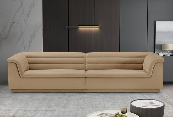 Cascade Camel Velvet Fabric Modular Sofa 194Camel-S119 Meridian Furniture