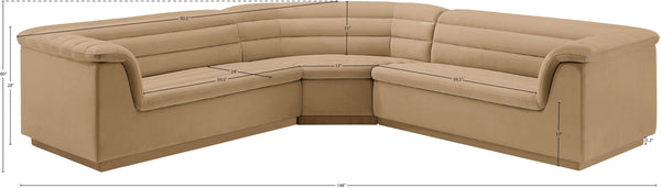 Cascade Camel Velvet Fabric Modular Sectional 194Camel-Sectional Meridian Furniture