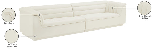 Cascade Cream Velvet Fabric Modular Sofa 194Cream-S119 Meridian Furniture