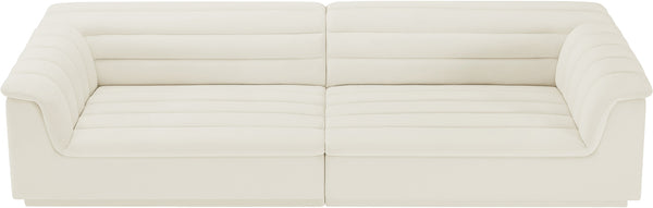 Cascade Cream Velvet Fabric Modular Sofa 194Cream-S119 Meridian Furniture
