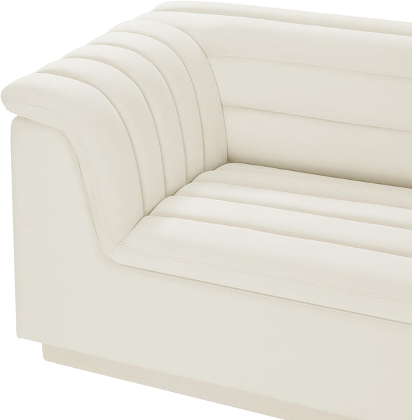 Cascade Cream Velvet Fabric Modular Sofa 194Cream-S119 Meridian Furniture