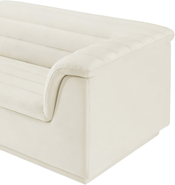 Cascade Cream Velvet Fabric Modular Sofa 194Cream-S119 Meridian Furniture