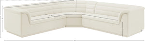Cascade Cream Velvet Fabric Modular Sectional 194Cream-Sectional Meridian Furniture