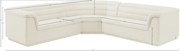 Cascade Cream Velvet Fabric Modular Sectional 194Cream-Sectional Meridian Furniture