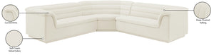 Cascade Cream Velvet Fabric Modular Sectional 194Cream-Sectional Meridian Furniture