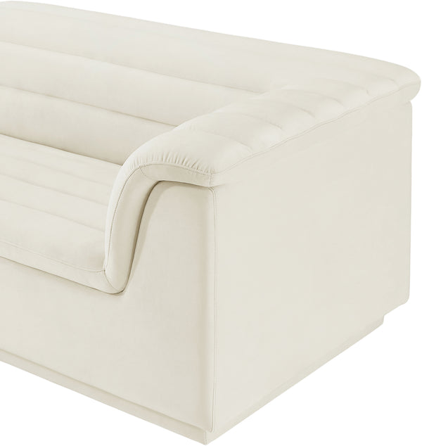 Cascade Cream Velvet Fabric Modular Sectional 194Cream-Sectional Meridian Furniture