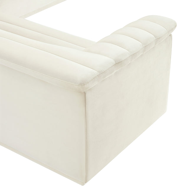 Cascade Cream Velvet Fabric Modular Sectional 194Cream-Sectional Meridian Furniture