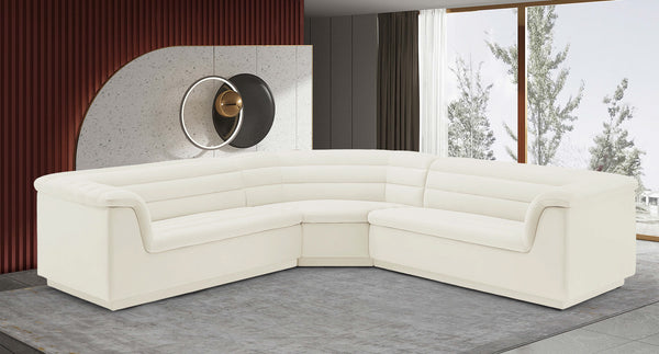 Cascade Cream Velvet Fabric Modular Sectional 194Cream-Sectional Meridian Furniture