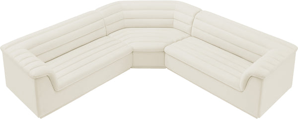 Cascade Cream Velvet Fabric Modular Sectional 194Cream-Sectional Meridian Furniture