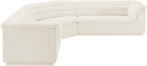 Cascade Cream Velvet Fabric Modular Sectional 194Cream-Sectional Meridian Furniture