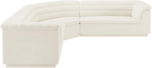 Cascade Cream Velvet Fabric Modular Sectional 194Cream-Sectional Meridian Furniture