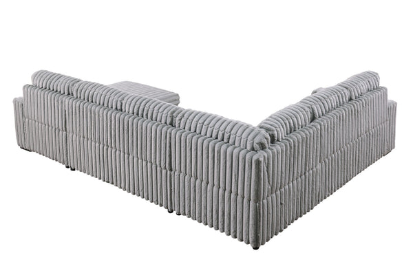 English Elm 102 Inch Linen Modular Sectional Sofa with Hidden Storage and Cloud Cushion Comfort Light Gray W1099S00179