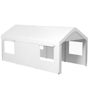 English Elm Outsunny 10x20 Portable Carport Galvanized Steel Frame Upf30 Cover Roll-up Doors W2225P217043