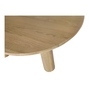English Elm Milo Round Oak Dining Table Seats Four with Warm Natural Grain and Clean Lined Base B2769S00002