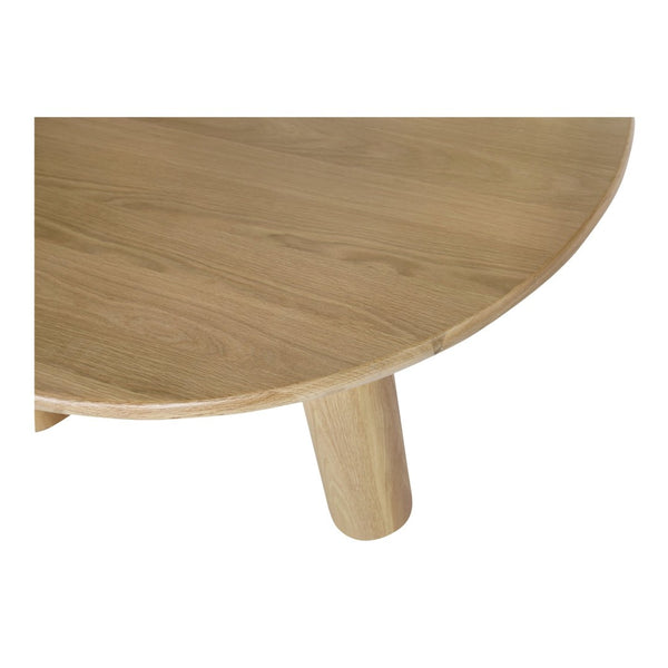 English Elm Milo Round Oak Dining Table Seats Four with Warm Natural Grain and Clean Lined Base B2769S00002