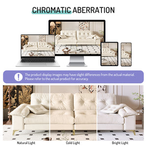 English Elm 104.7 Modern 4-Seat Cloud Sofa with Wide Removable Armrests, Tufted Chenille Comfort & Metal Legs Beige+White W1885S00182