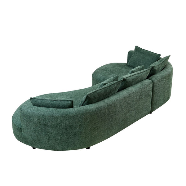 English Elm Oversized Boucle Sectional Sofa Curved 5 Seat Cloud Design with Left Chaise Lounge W876S00318