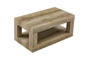 English Elm Modern Two Tier Rectangular Coffee Table with Open Shelf Storage for Living Rooms W3875P389557