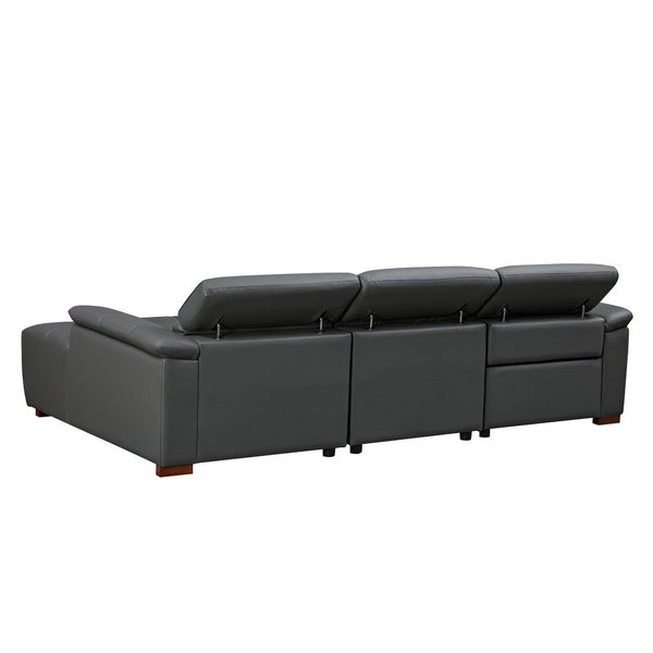 English Elm Wall-Hugger Reclining Sofa - Modern Electric Leather L-Shaped Couch With Usb, Headrest & Footrest W2582S00176-GIGA