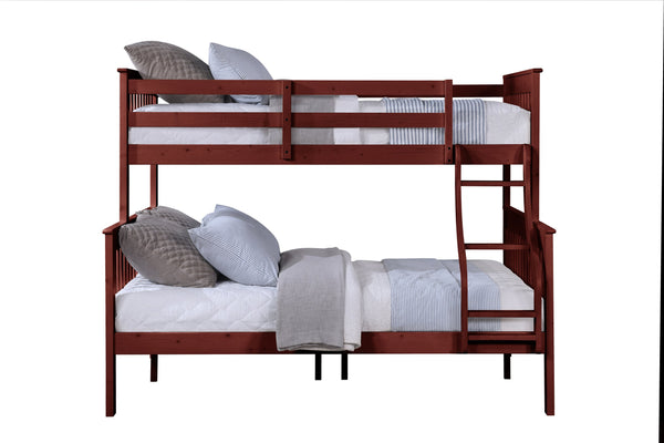 English Elm Marita Cherry Twin/Full Bunk Bed – Durable Pine & MDF, 660lb Capacity, Slat System Included, Right-Ladder B2726S00528