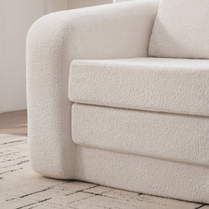 English Elm 40" Chenille Cloud Floor Chair Convertible Sleeper Sofa Lounge for Dorm Apartment Bedroom Ivory W3118P388895