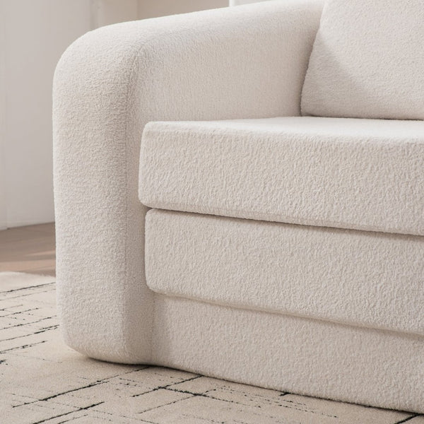 English Elm 40" Chenille Cloud Floor Chair Convertible Sleeper Sofa Lounge for Dorm Apartment Bedroom Ivory W3118P388895
