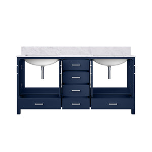 English Elm Navy Double Bath Vanity 72" x 22" with Carrara Marble Top, Solid Wood, Soft-Close Drawers, Storage B2731P258925