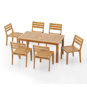English Elm Christopher Knight Home® - Outdoor 7-Piece Expandable Acacia Wood Dining Set With Umbrella Hole, Stylish Teak Finish N773P198003T6_68892.00SNTS