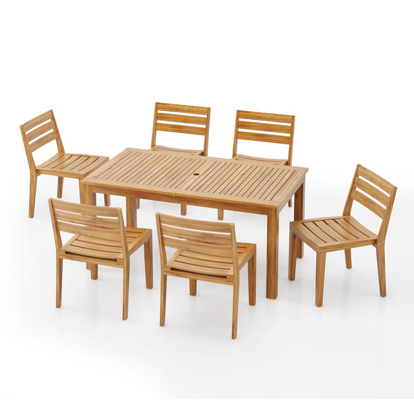 English Elm Christopher Knight Home® - Outdoor 7-Piece Expandable Acacia Wood Dining Set With Umbrella Hole, Stylish Teak Finish N773P198003T6_68892.00SNTS