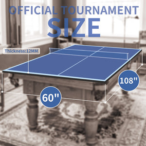 English Elm 9ft Foldable Ping Pong Conversion Top Mdf Playing Surface for Game Room Fun Blue W1408P442641