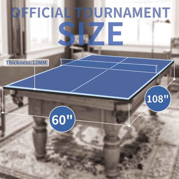 English Elm 9ft Foldable Ping Pong Conversion Top Mdf Playing Surface for Game Room Fun Blue W1408P442641