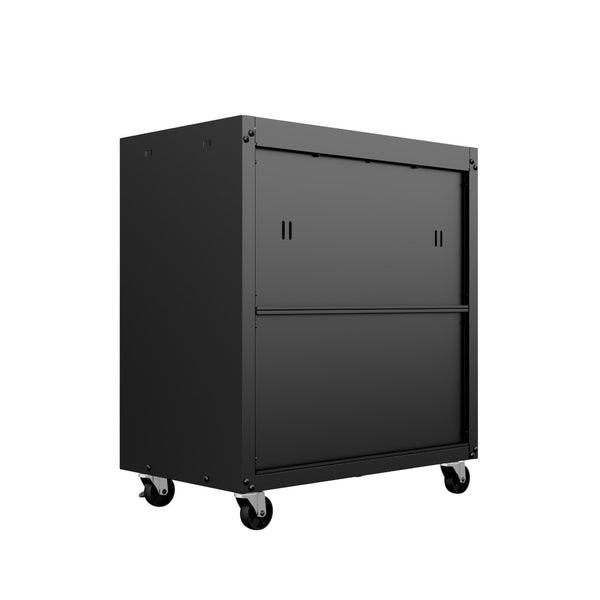 English Elm Rolling Metal Garage Cabinet with Locking Doors Diamond Texture Industrial Storage Charcoal Grey B365P398219