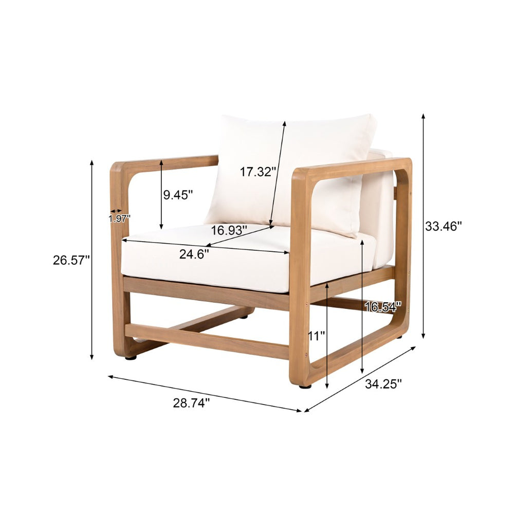 English Elm Outdoor Acacia Wood Club Chair Oversized Cushioned Seat for Patio or Deck N769P303159A_2