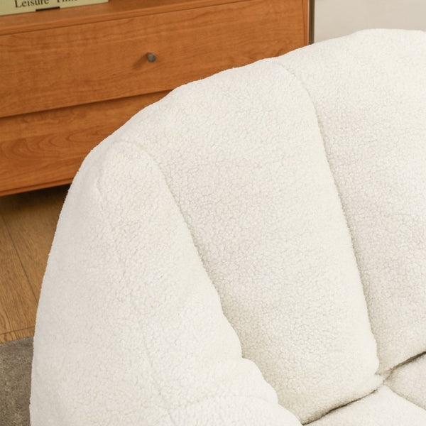 English Elm Bean Bag Chair Oversized Faux Fur Memory Foam Lounge Seat for Dorm or Living Room White W2200P243723