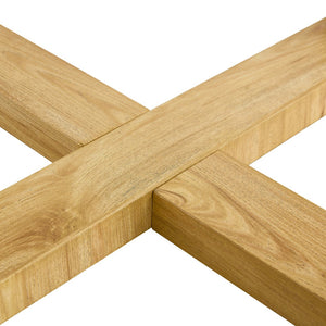 English Elm Modern wood-color MDF circular coffee table with tempered glass top, easy assembly, versatile style W1151P146796