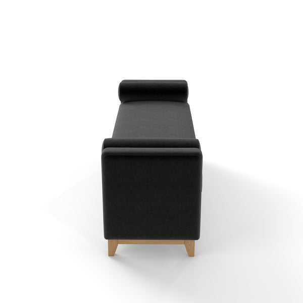 English Elm 66 Inch Sherpa Upholstered Storage Bench with Fluted Wood Base and Bolster Pillows Black+Neutral W1658P446125