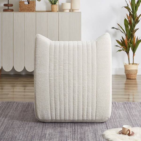 English Elm Bean Bean Bag Chair with Armrests Ergonomic Chenille Lounge Seat Filled with High-Resilience Sponge White W3434P329959