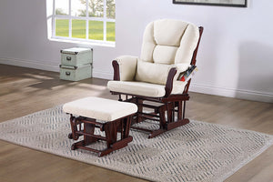 English Elm Luxurious Microfiber Glider Chair with Ottoman — Smooth Gliding Motion, Solid Wood Frame, Pocket Storage Beige,Espresso 36 L x 23 W x 21 H B011P375972