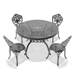 English Elm 5-Piece All-Weather Cast Aluminum Dining Set For Year-Round Comfort & Style - Perfect For Outdoor Use! W1710S00229