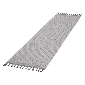 English Elm Loom Medallion Area Rug 2X8 In White/Ivory - Stylish, Stain-Resistant Indoor/Outdoor Runner Rug B335P289635