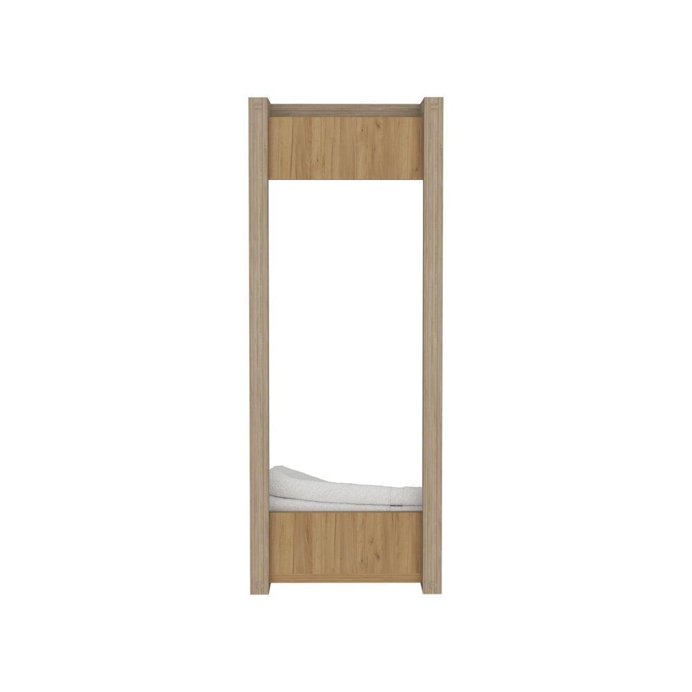 English Elm Arlington Oak Wall Towel Rack with Shelf & Hanging Bar – Compact Spa-Style Storage for Small Baths B070P368099