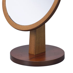 English Elm 9.5" Elegant Polyresin & Walnut Wood Make-Up Mirror on Pedestal — 6.5" Glass, Sturdy Base, Compact Vanity Accessory B072115921