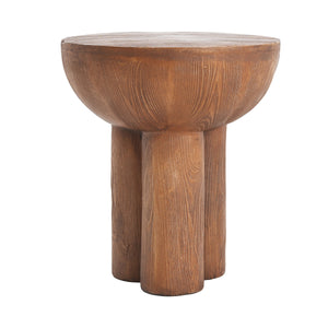 English Elm Christopher Knight Home® - Iris Weatherproof Wood-Grain Round MGO Side Table, Brown — Fireproof, Recyclable, Mid-Century Accent N775P300880B