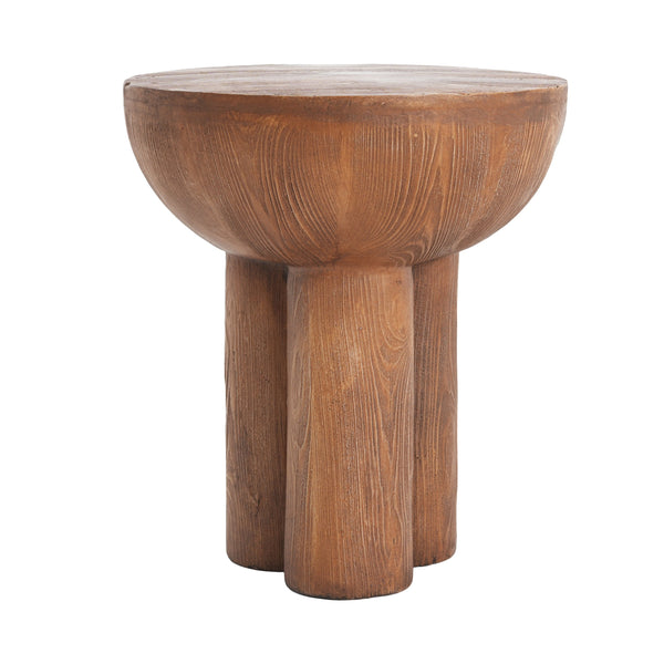 English Elm Christopher Knight Home® - Iris Weatherproof Wood-Grain Round MGO Side Table, Brown — Fireproof, Recyclable, Mid-Century Accent N775P300880B