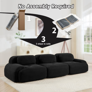 English Elm 3-seat Modular Corduroy Sectional Sofa Ergonomic Curved Design for Living Rooms Black W714S01275