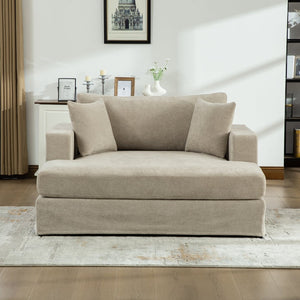 English Elm 56.3" Chenille Linen Sleeper Sofa with Pocketed Springs and Modern Metal Base W3189S00009